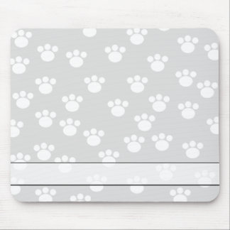 White and Light Grey Paw Print Pattern. Mouse Mat