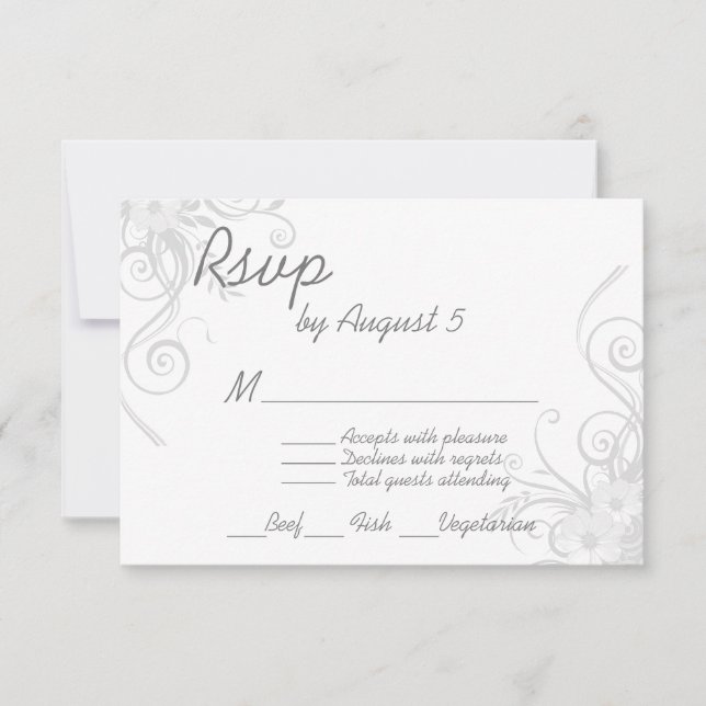 White and Light Grey RSVP With Menu Choice (Front)