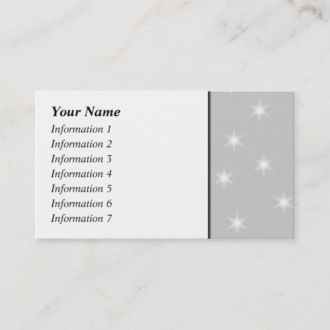 White and Light Grey Star Pattern. Business Card (Front)