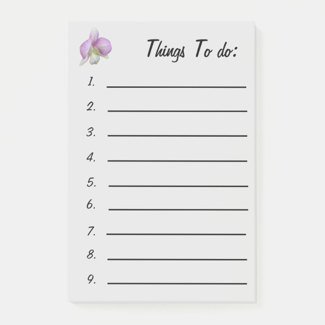 White and light purple Moth Orchid Things To Do Post-it Notes (Front)