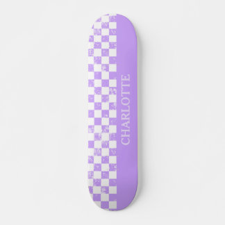 White and Lilac Chequered Skateboard
