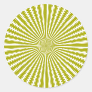 White and Lime Funky Striped Abstract Art Classic Round Sticker
