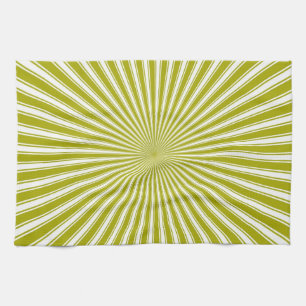White and Lime Funky Striped Abstract Art Tea Towel