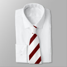 White and Maroon Diagonally-Striped Tie