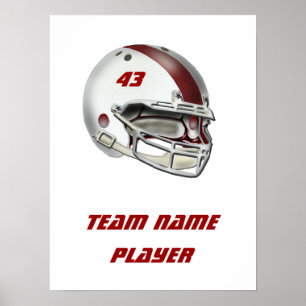 White and Maroon Football Helmet Poster