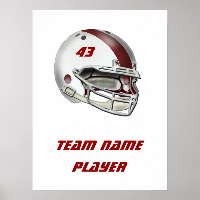 White and Maroon Football Helmet Poster (Front)