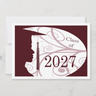 White and Maroon Man Silhouette 2027 Card