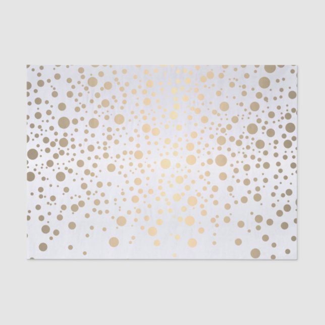 White and Metallic Gold Confetti Tissue Paper (Front)