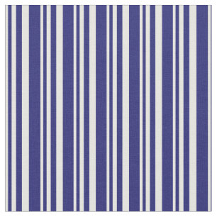 White and Midnight Blue Coloured Lined Pattern Fabric