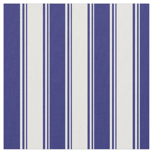 White and Midnight Blue Coloured Pattern Fabric (Close Up)