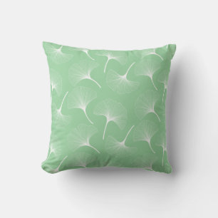 White and mint-green abstract flower patte cushion