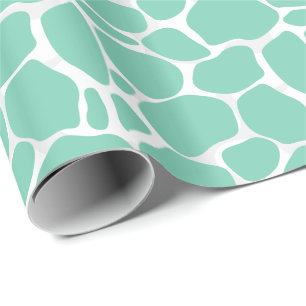 White And Mint-Green Abstract Leopard Pattern Wrapping Paper