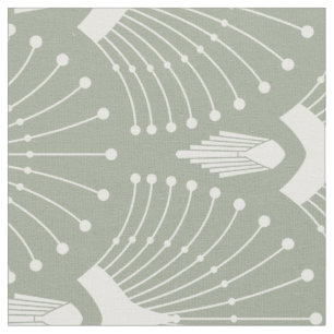 White and mint-green art-deco pattern fabric