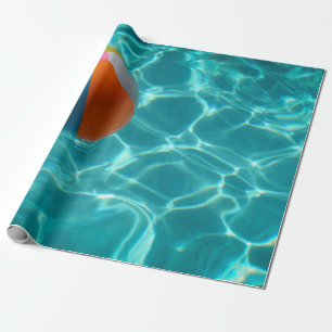 White and multicolored beach ball wrapping paper