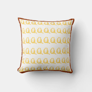 white and mustard yellow CATS modern  pillow