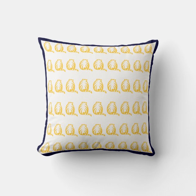 white and mustard yellow CATS modern  pillow (Front)