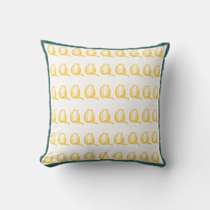 white and mustard yellow CATS modern pillow