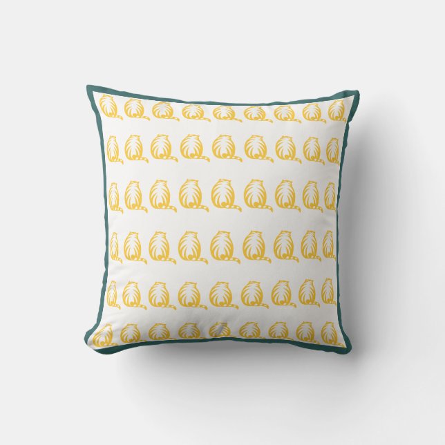 white and mustard yellow CATS modern  pillow (Front)