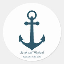 White and Navy Blue Anchor Custom Envelope Sticker