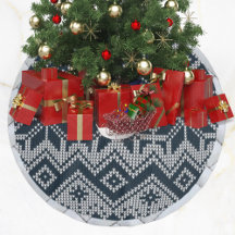 White and Navy Blue Knitted Ugly Christmas Sweater