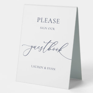White and Navy Blue Minimalist Wedding Guestbook 2