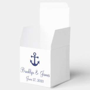 White And Navy Blue Nautical Wedding Favour Boxes