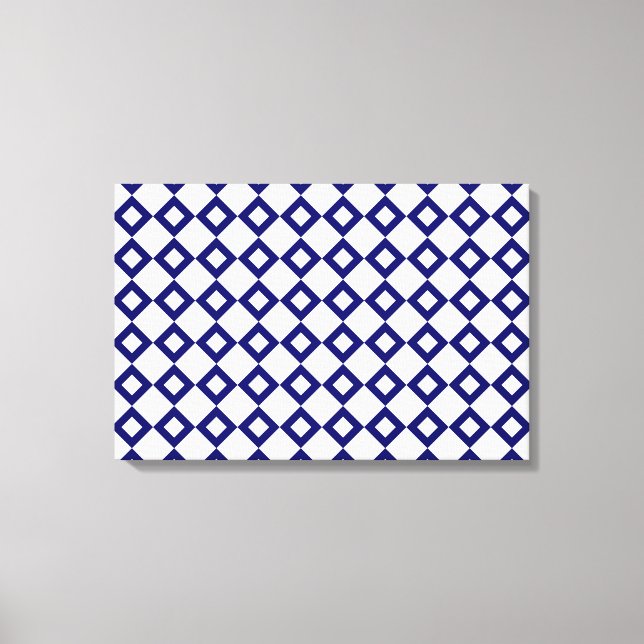 White and Navy Diamond Pattern Canvas Print (Front)