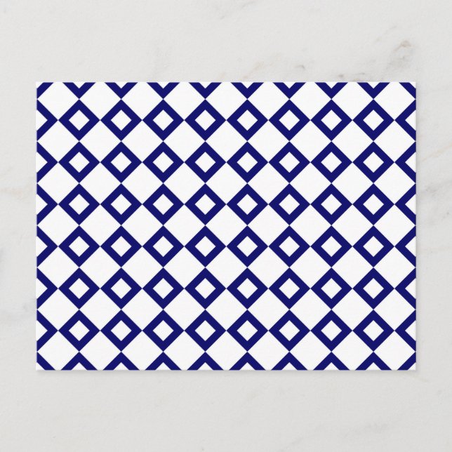 White and Navy Diamond Pattern Postcard (Front)