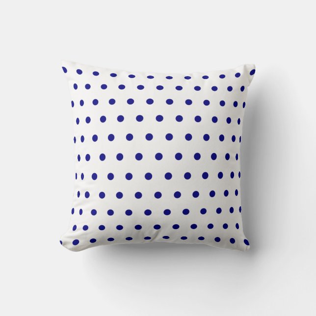 White and Navy Small Polka Dots Cushion (Front)