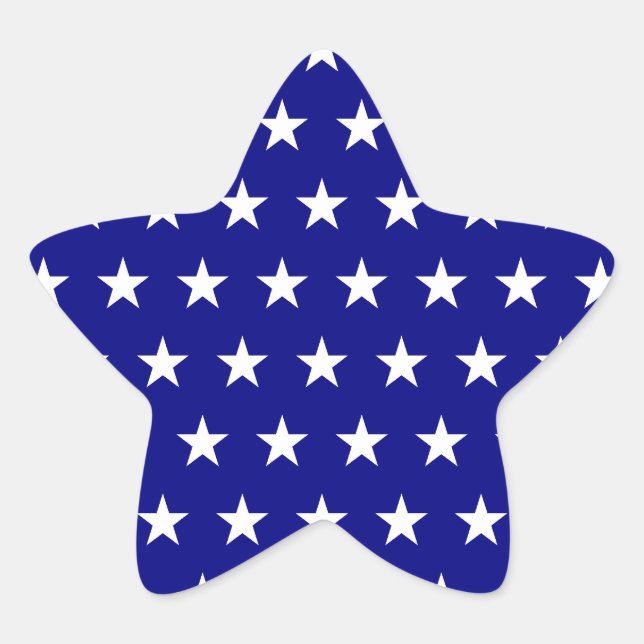 White and Navy Star Pattern Star Sticker (Front)
