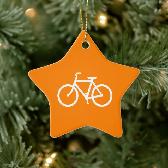 White and Orange Bike Ceramic Tree Decoration (Tree)