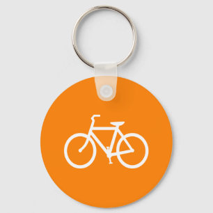 White and Orange Bike Key Ring