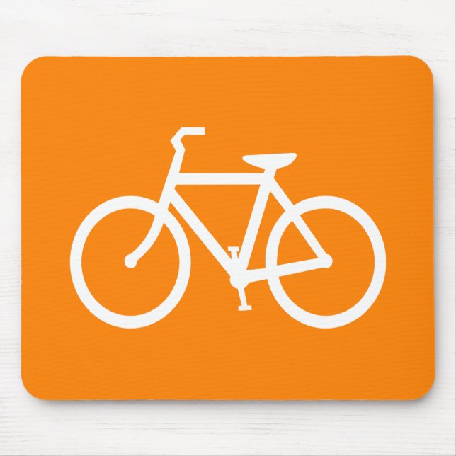 White and Orange Bike Mouse Mat (Front)