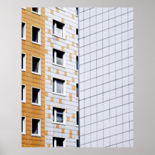 White and orange building poster