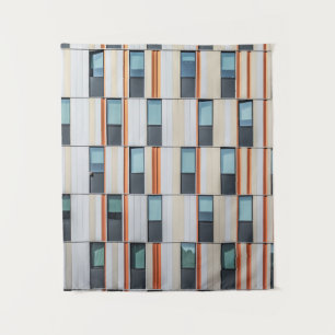 White and orange building tapestry