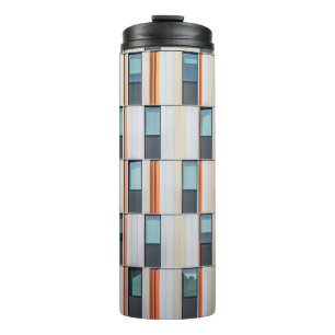 White and orange building thermal tumbler