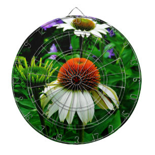 White and Orange ConeFlowers Dartboard