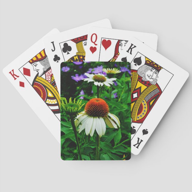 White and Orange ConeFlowers Playing Cards (Back)