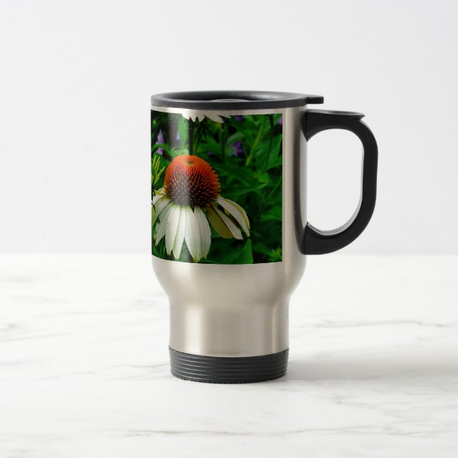 White and Orange ConeFlowers Travel Mug (Right)