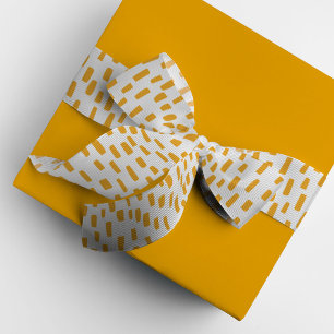 White and Orange Dashing Dots Grosgrain Ribbon