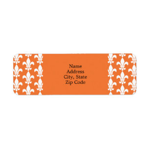 White and Orange Fleur de Lis Pattern