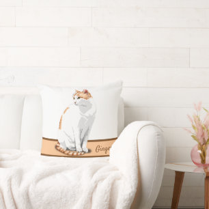 White and Orange Ginger Cat Personalised Cushion