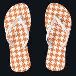 White and Orange houndstooth Flip Flops<br><div class="desc">This stylish houndstooth featuring orange and white is a must have. Change the size of the houndstooth by customising to create your signature look. Add a monogram too! Look for coordinating accessories. These are perfect for weddings as a change to comfortable footwear during the reception.</div>
