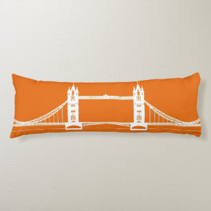 White and Orange London Bridge Silhouette Body Cushion