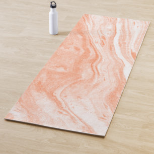 White And Orange Marble Texture Yoga Mat