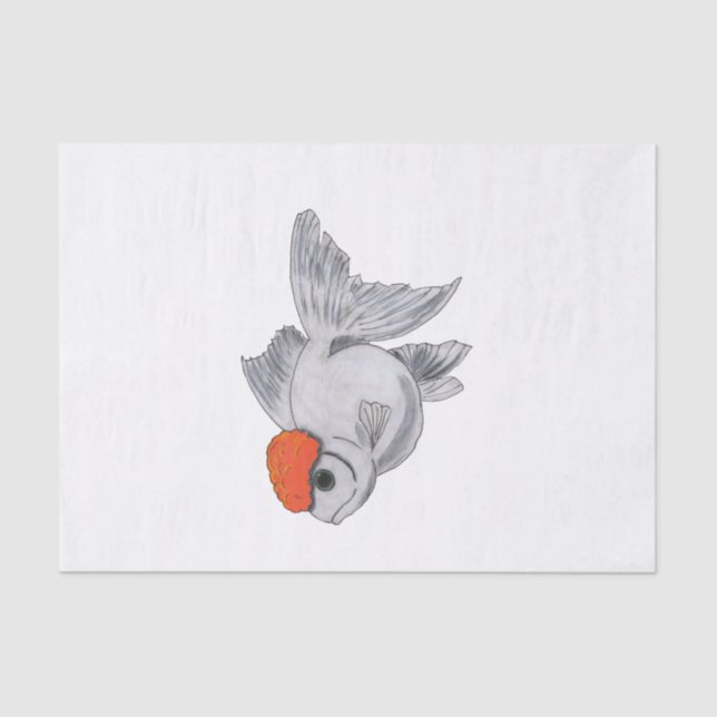 White and Orange Oranda Goldfish Aquarium Pet Fish Tissue Paper (Front)