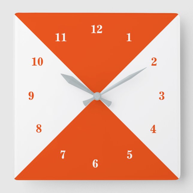 White and Orange Wall Clock - Choose Colors (Front)