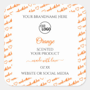 White and Orange Word Cloud Product Labels Logo
