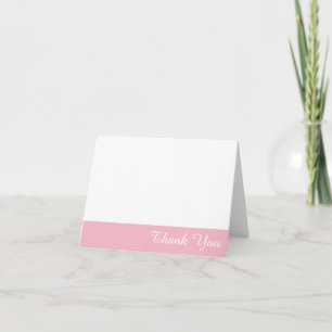 White and Pale Pink Edge Thank You Card