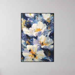 White and Pale Purple Flowers with Gold Centres Canvas Print